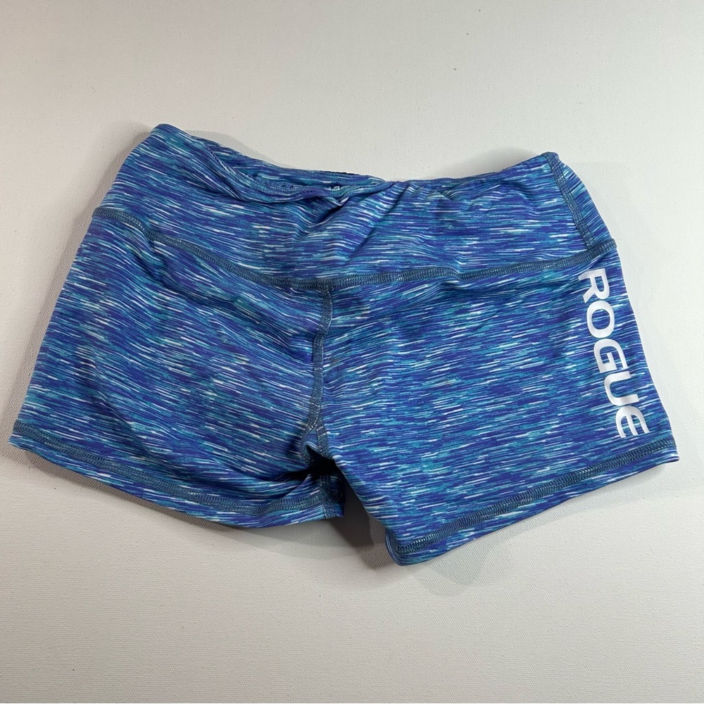 Rogue Womens Small Shorts Water Blue Heathered Gym Workout CrossFit